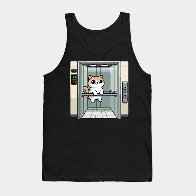 Cat Using Elevator Tank Top by MoDesigns22 